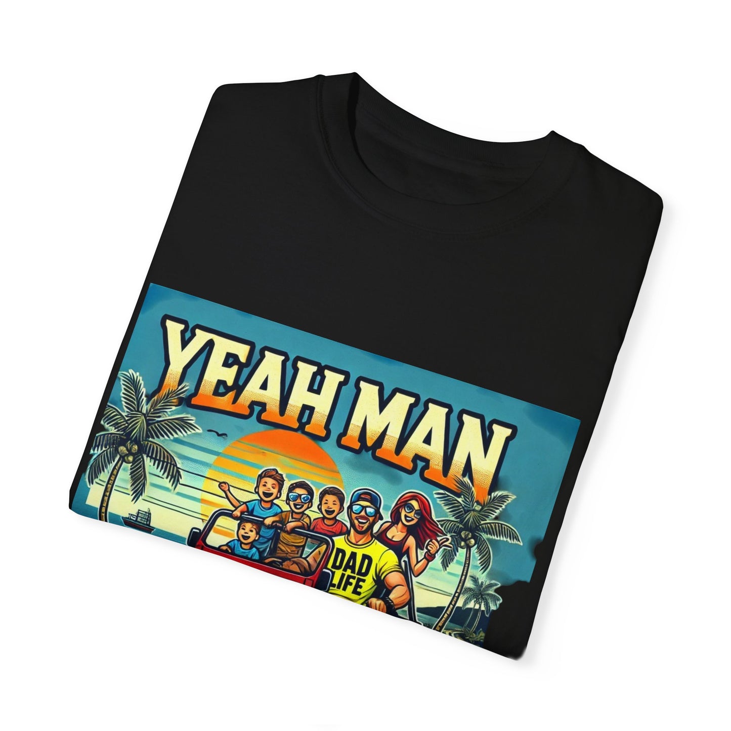 Yeah Man Unisex Garment-Dyed T-Shirt - Retro Beach Adventure Tee