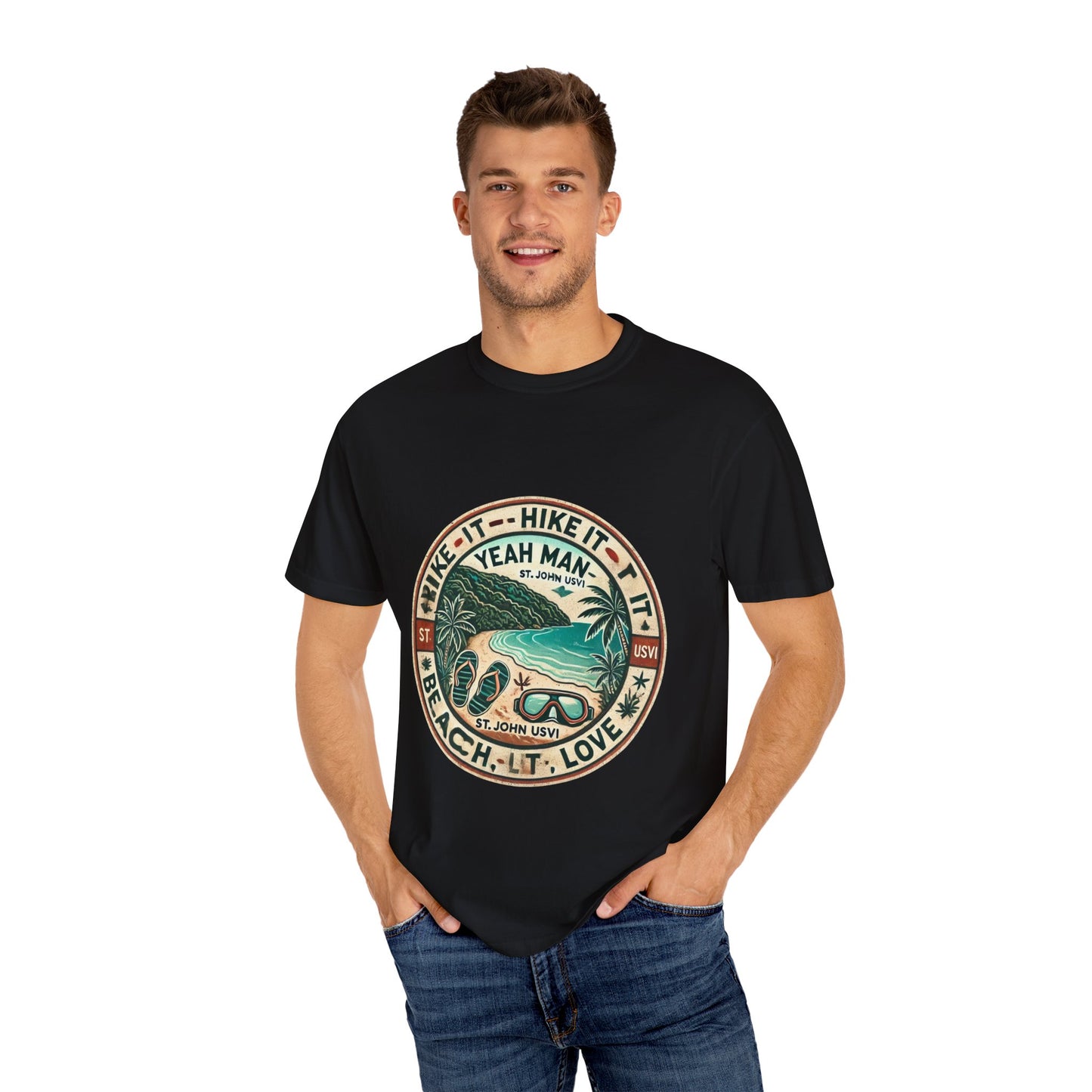 Unisex Garment-Dyed T-Shirt - Beach Vibes with 'Hike It, Beach It, Love It'