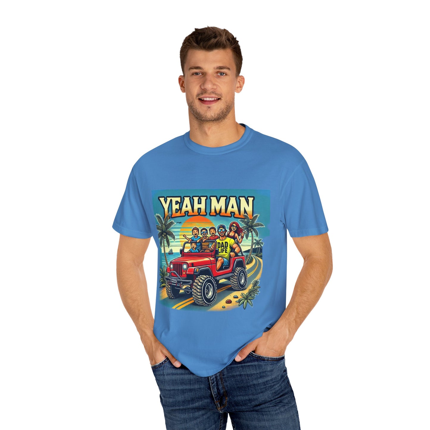 Yeah Man Unisex Garment-Dyed T-Shirt - Retro Beach Adventure Tee