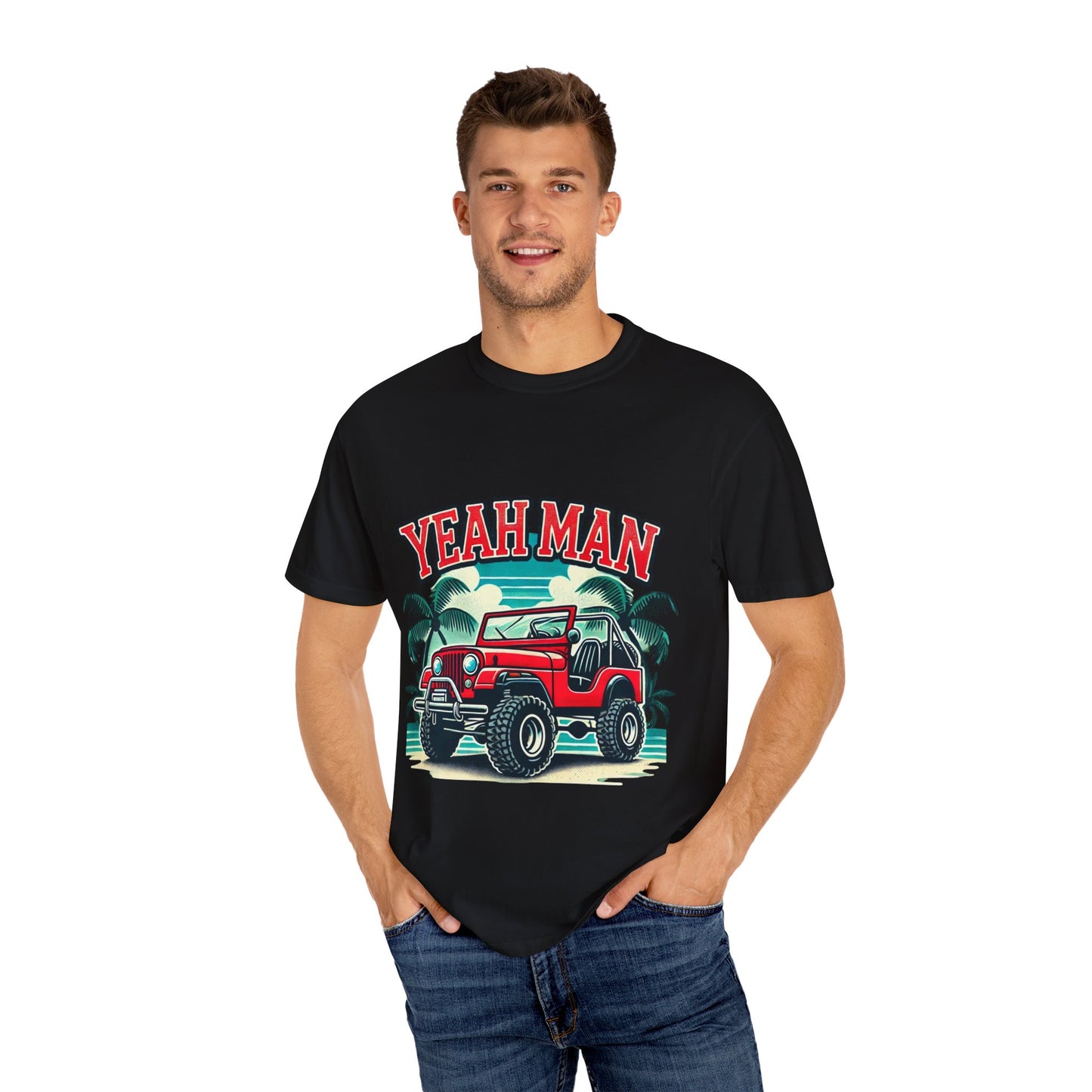 Vintage Jeep Yeah Man Unisex Garment-Dyed T-shirt