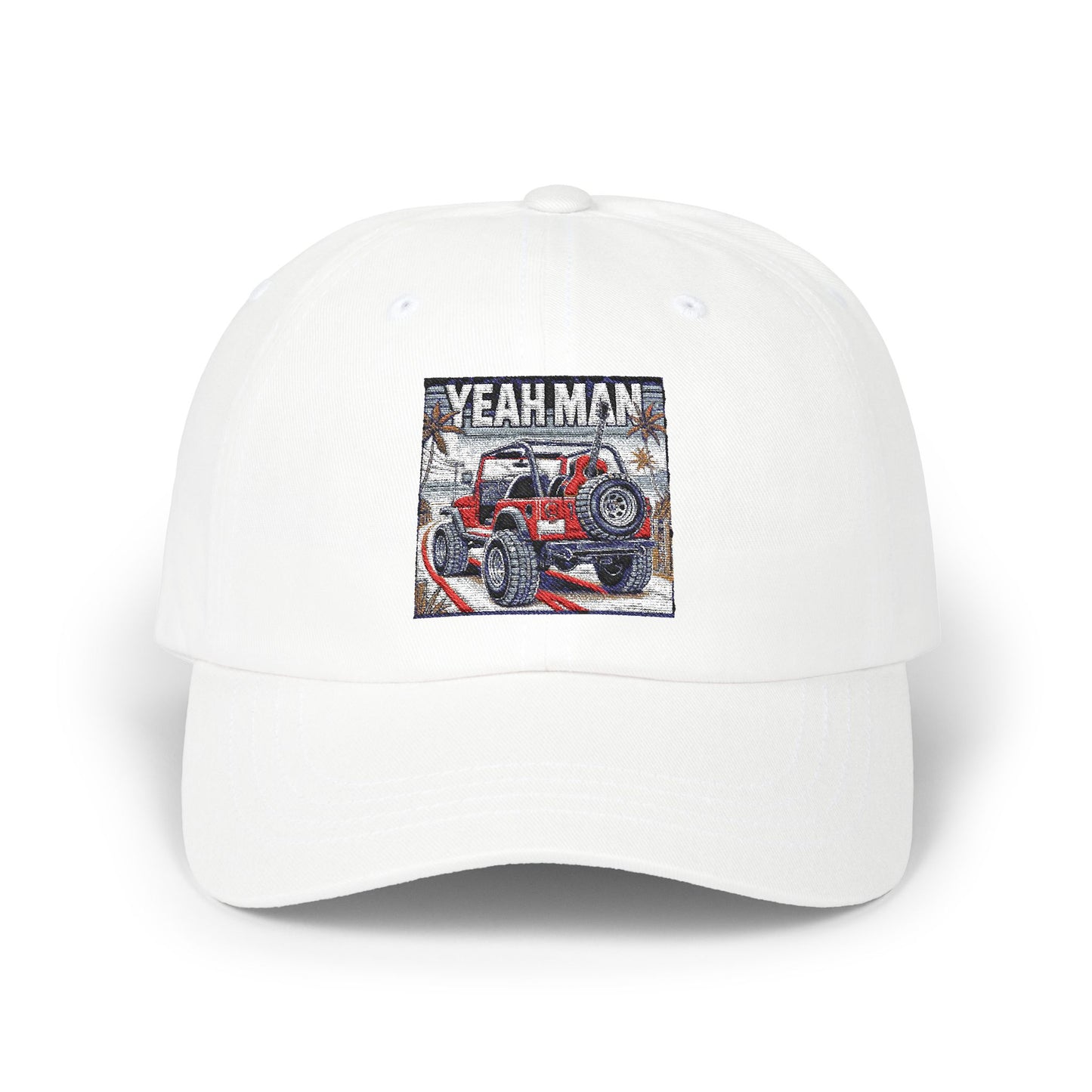 Yeah Man Classic Dad Cap - White Embroidered Hat for Adventure Lovers