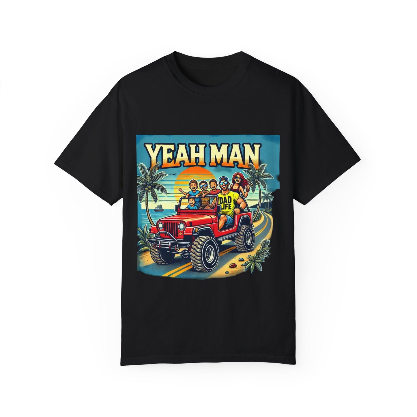 Yeah Man Unisex Garment-Dyed T-Shirt - Retro Beach Adventure Tee