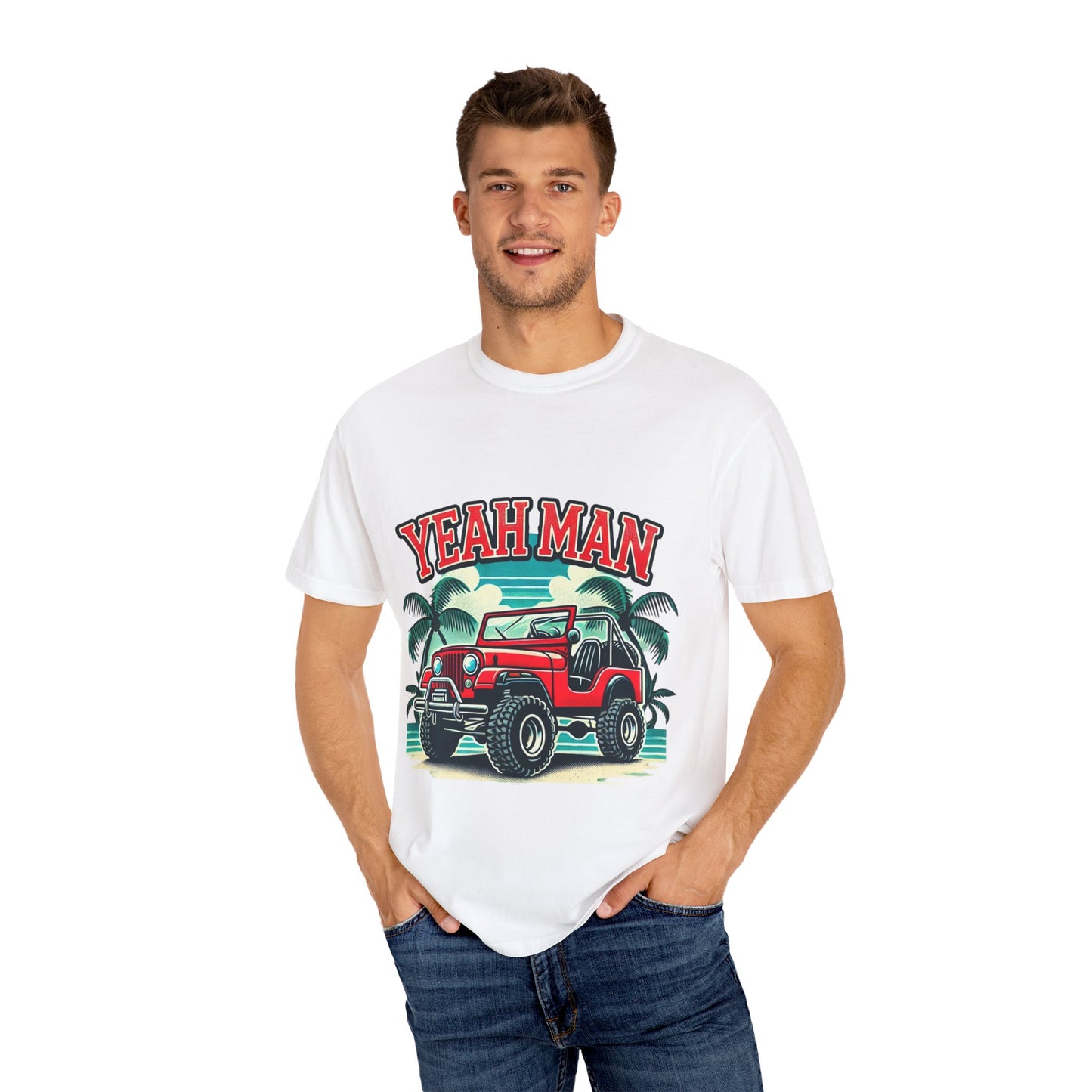 Vintage Jeep Yeah Man Unisex Garment-Dyed T-shirt