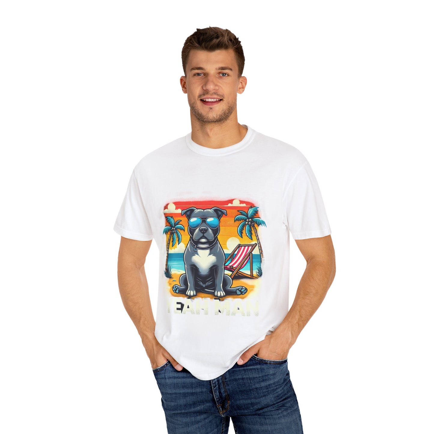 Garment-Dyed Chill Vibes T-Shirt - 'Yeah Man' Dog Design