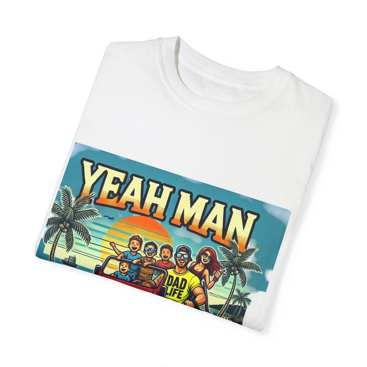 Yeah Man Unisex Garment-Dyed T-Shirt - Retro Beach Adventure Tee