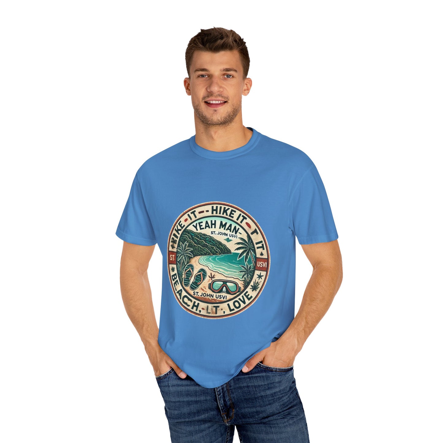 Unisex Garment-Dyed T-Shirt - Beach Vibes with 'Hike It, Beach It, Love It'