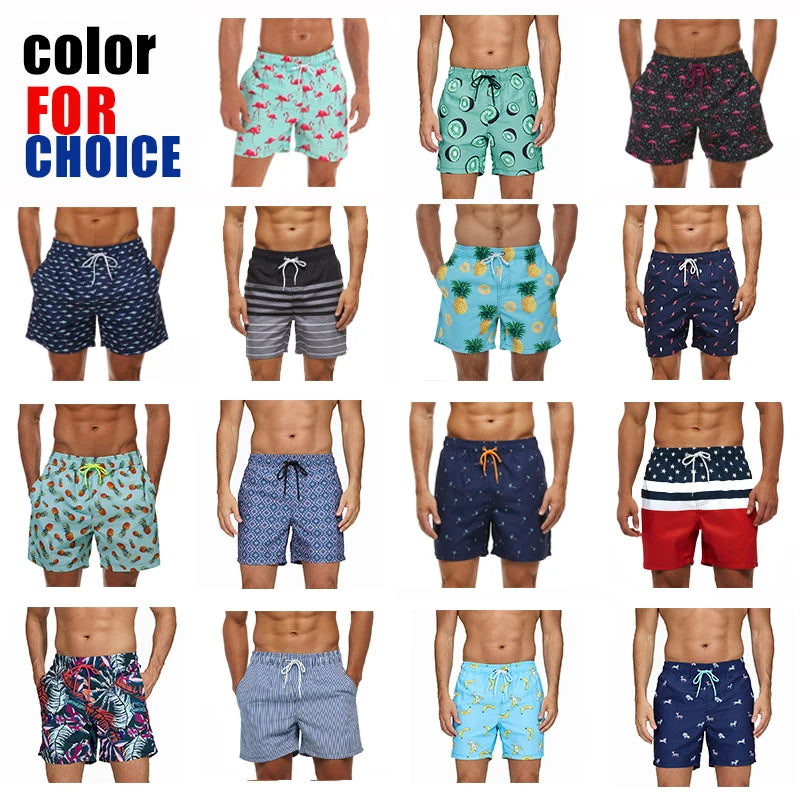 Escatch Brand Summer Mens Shorts Fashion Polyester Quick Dry Board Shorts Male Sport Gym Swimsuit Surf Swim Trunks For Man