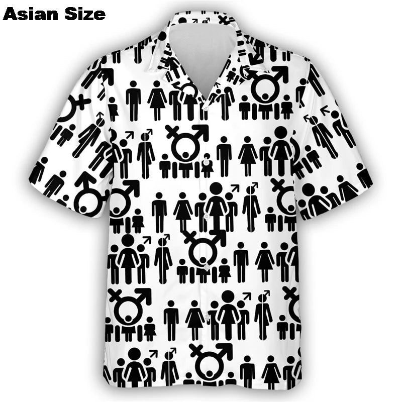 Pride Shirt For LGBTQ Community Rainbow Flag Hawaiian Shirts Short Sleeve Summer Beach Shirts 2025 LGBT Unisex Lapel Blouse Tops