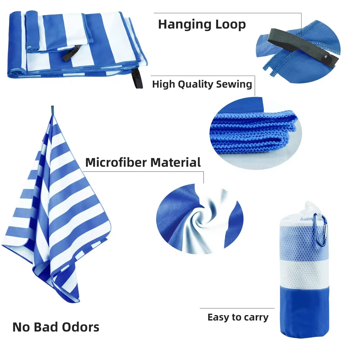 Custom Logo Quick Drying Super Absorbent Microfiber RPET Recyclable Non-Slip Sand Free Digitally Printed Beach Towel