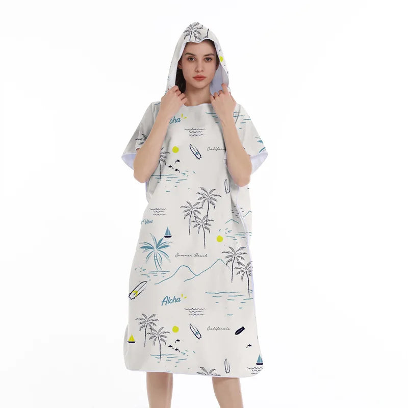 Unisex Surf Poncho Microfiber Towels Quick Dry Swim Bathrobe Poncho Hooded Beach Towel Adults Swimming Towel for Surfing Diving