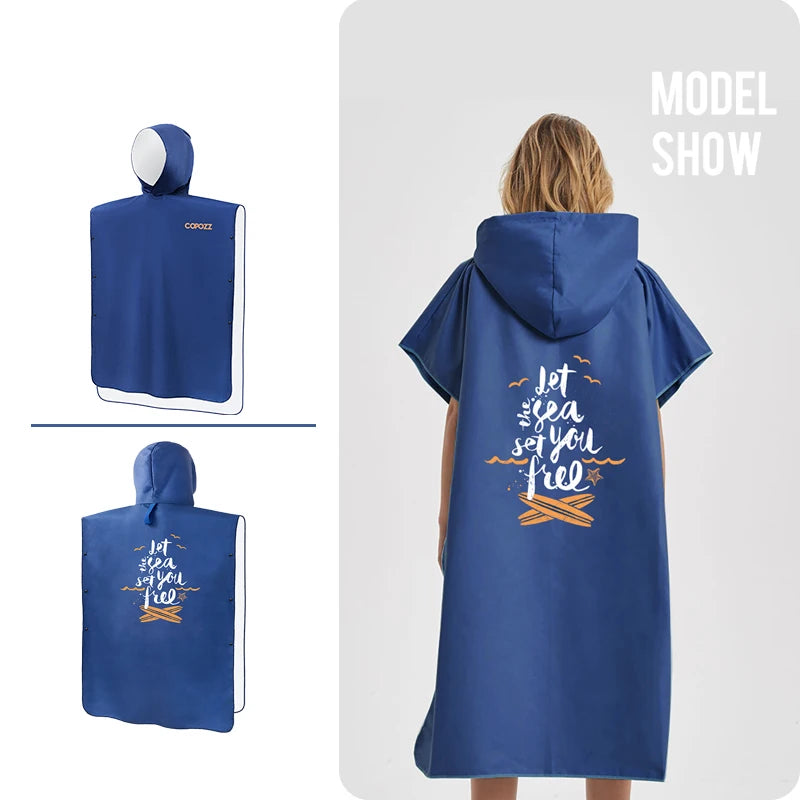 Surf Poncho Customized Towel Water Sports Hooded Robe Microfiber Beach Blanket Bath Swim Towel Wetsuit Beach Poncho for Adults