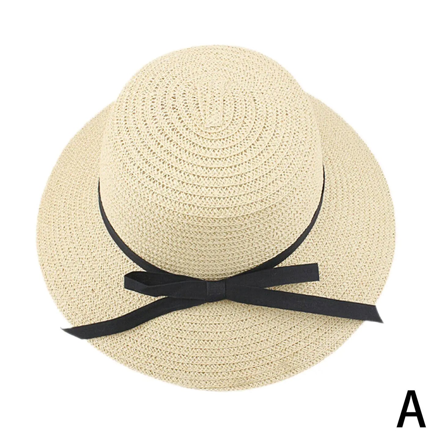 Summer Straw Hat Big Wide Brim Foldable Beach Sun Hat Straw Floppy Sun Block UV Protection Hat Ladies Outdoor Travel Straw Hat