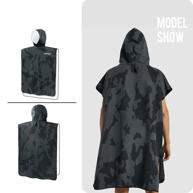 Surf Poncho Customized Towel Water Sports Hooded Robe Microfiber Beach Blanket Bath Swim Towel Wetsuit Beach Poncho for Adults