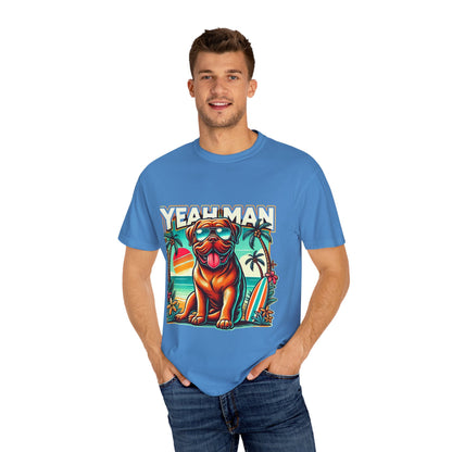 Retro Dog Graphic Tee - "Yeah Man" Garment-Dyed Unisex T-shirt for Summer Vibes