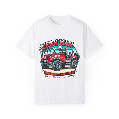 Unisex Garment-Dyed T-Shirt - Vintage Jeep "Yeah Man" Design | Perfect for Travel Enthusiasts & Casual Wear