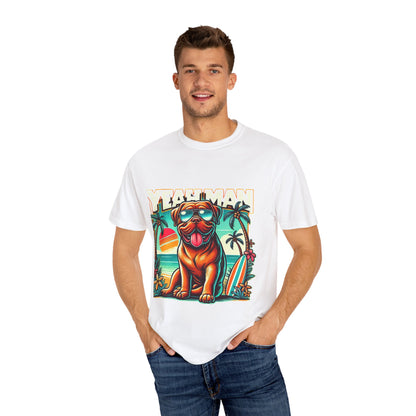 Retro Dog Graphic Tee - "Yeah Man" Garment-Dyed Unisex T-shirt for Summer Vibes