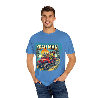 Yeah Man Unisex Garment-Dyed T-Shirt - Retro Beach Adventure Tee