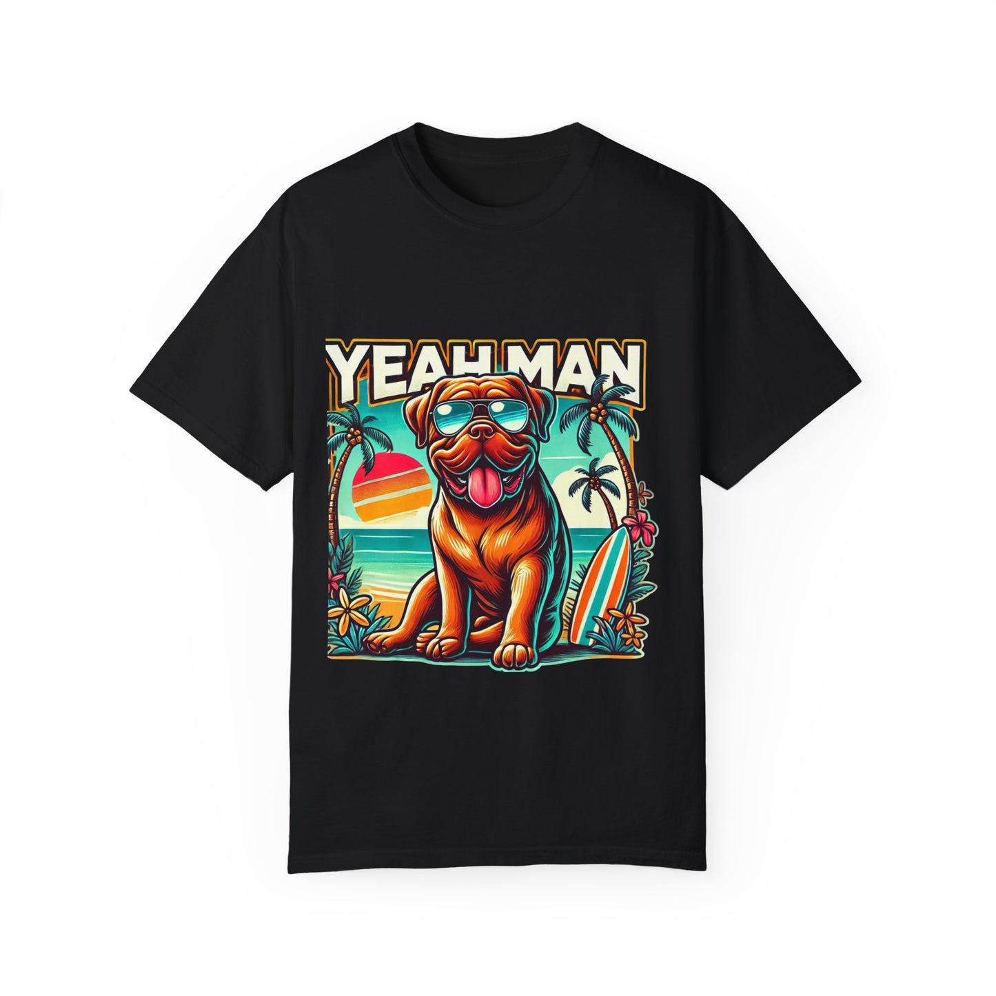 Retro Dog Graphic Tee - "Yeah Man" Garment-Dyed Unisex T-shirt for Summer Vibes