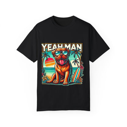 Retro Dog Graphic Tee - "Yeah Man" Garment-Dyed Unisex T-shirt for Summer Vibes