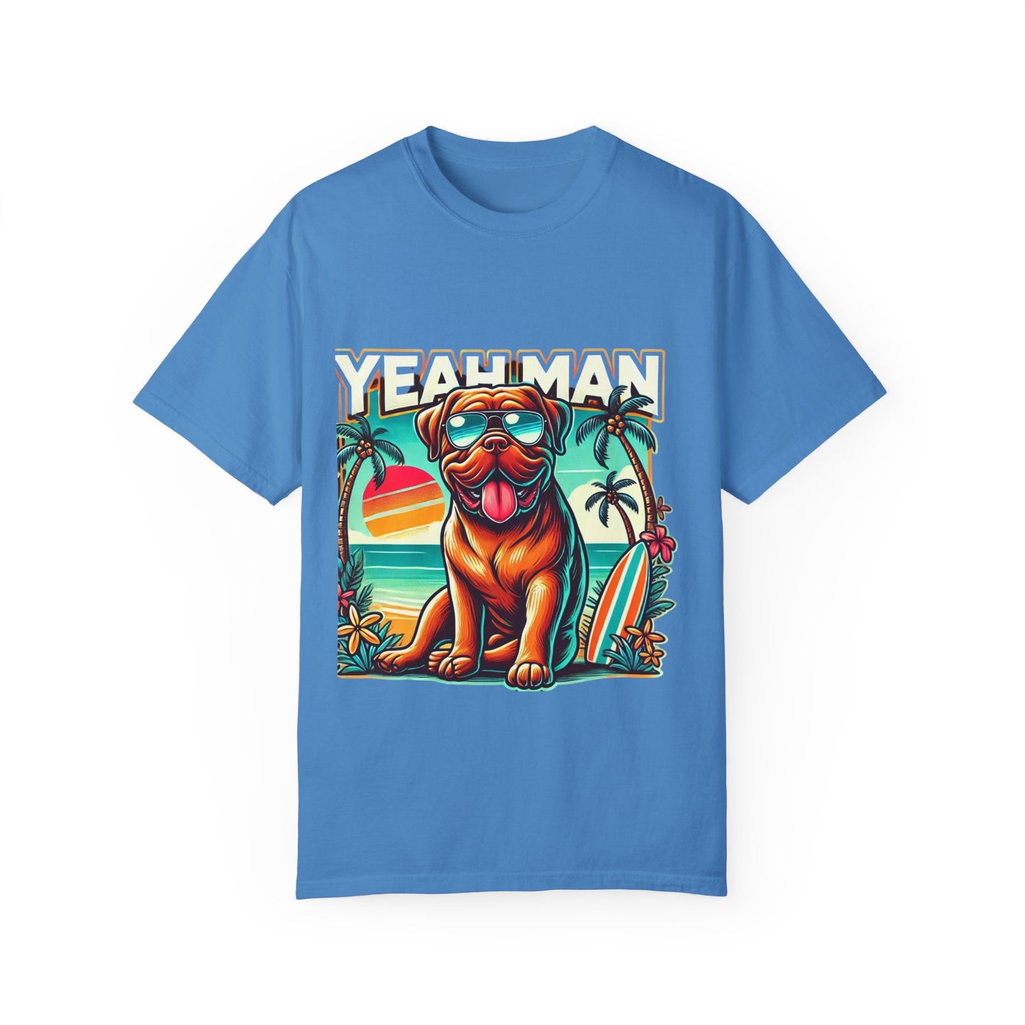 Retro Dog Graphic Tee - "Yeah Man" Garment-Dyed Unisex T-shirt for Summer Vibes