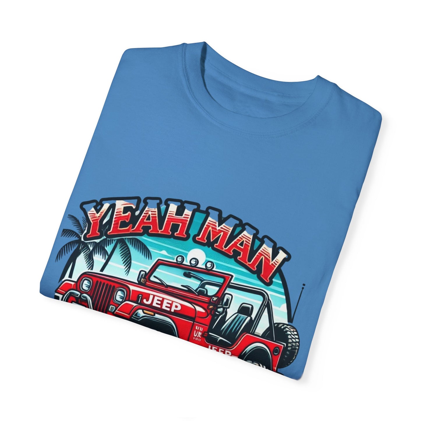 Unisex Garment-Dyed T-Shirt - Vintage Jeep "Yeah Man" Design | Perfect for Travel Enthusiasts & Casual Wear