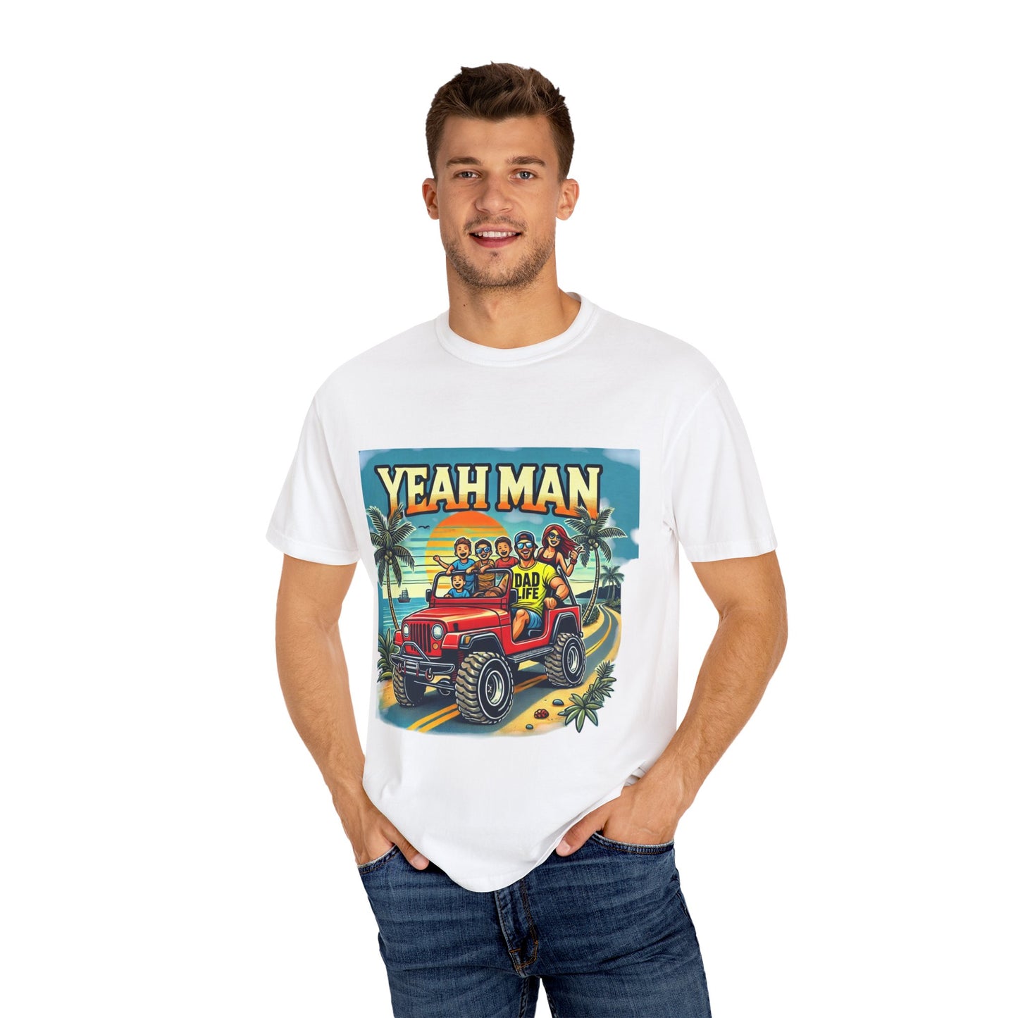 Yeah Man Unisex Garment-Dyed T-Shirt - Retro Beach Adventure Tee