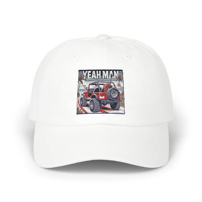 Yeah Man Classic Dad Cap - White Embroidered Hat for Adventure Lovers