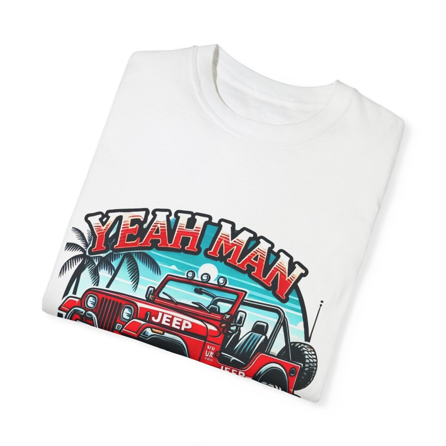 Unisex Garment-Dyed T-Shirt - Vintage Jeep "Yeah Man" Design | Perfect for Travel Enthusiasts & Casual Wear