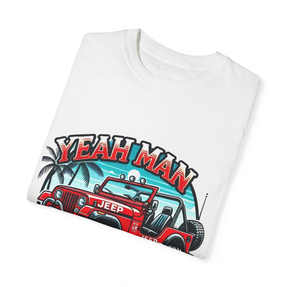 Unisex Garment-Dyed T-Shirt - Vintage Jeep "Yeah Man" Design | Perfect for Travel Enthusiasts & Casual Wear