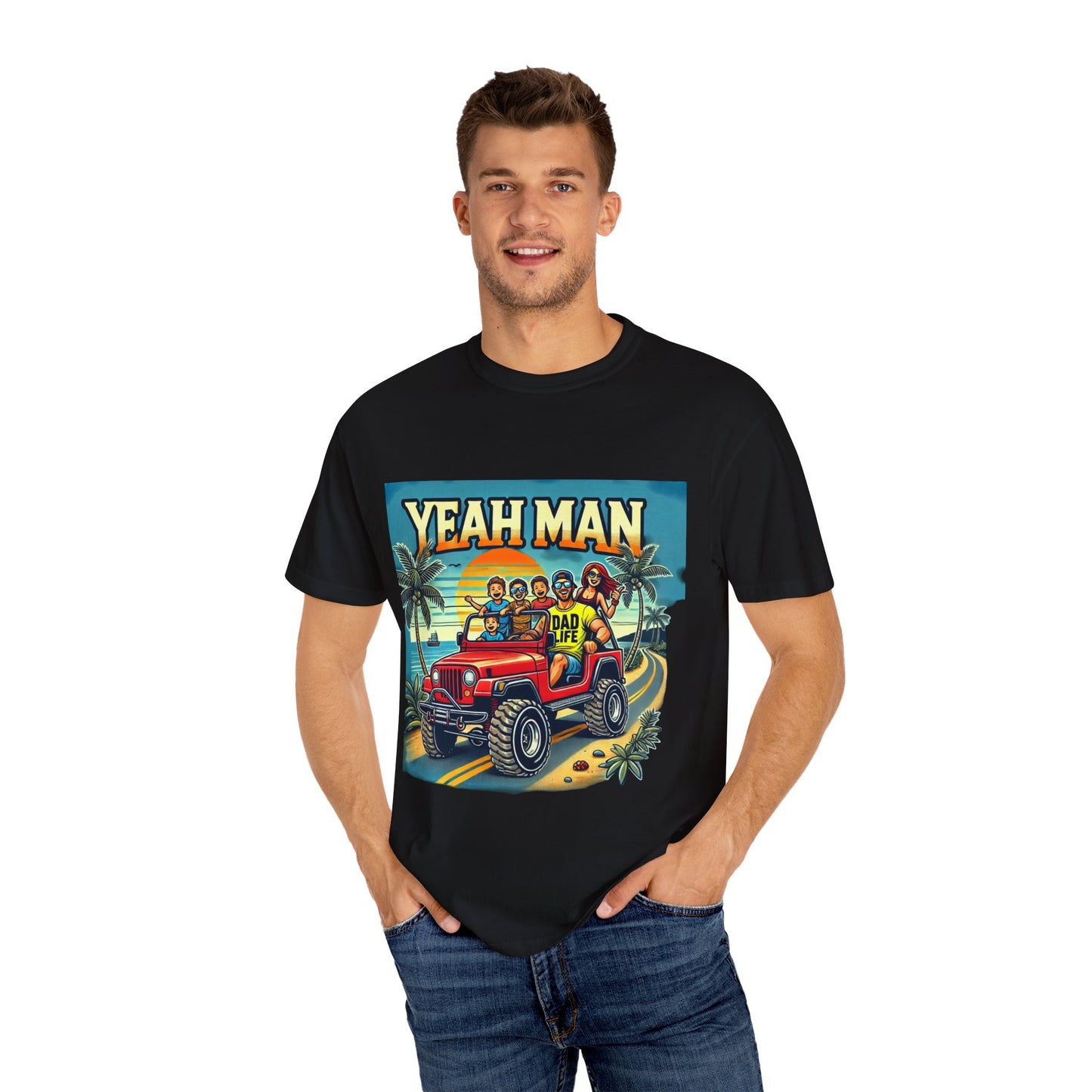 Yeah Man Unisex Garment-Dyed T-Shirt - Retro Beach Adventure Tee