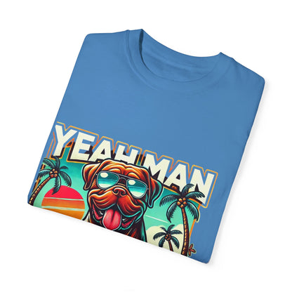 Retro Dog Graphic Tee - "Yeah Man" Garment-Dyed Unisex T-shirt for Summer Vibes