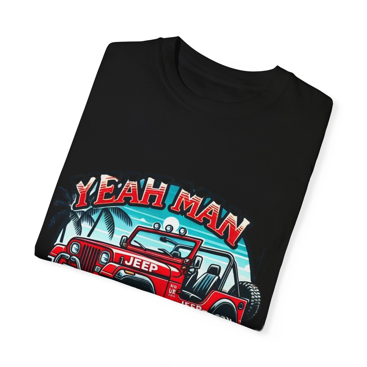 Unisex Garment-Dyed T-Shirt - Vintage Jeep "Yeah Man" Design | Perfect for Travel Enthusiasts & Casual Wear