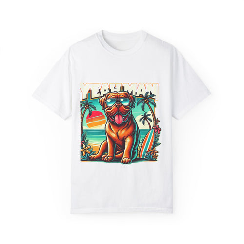 Retro Dog Graphic Tee - "Yeah Man" Garment-Dyed Unisex T-shirt for Summer Vibes