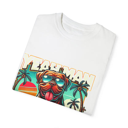 Retro Dog Graphic Tee - "Yeah Man" Garment-Dyed Unisex T-shirt for Summer Vibes