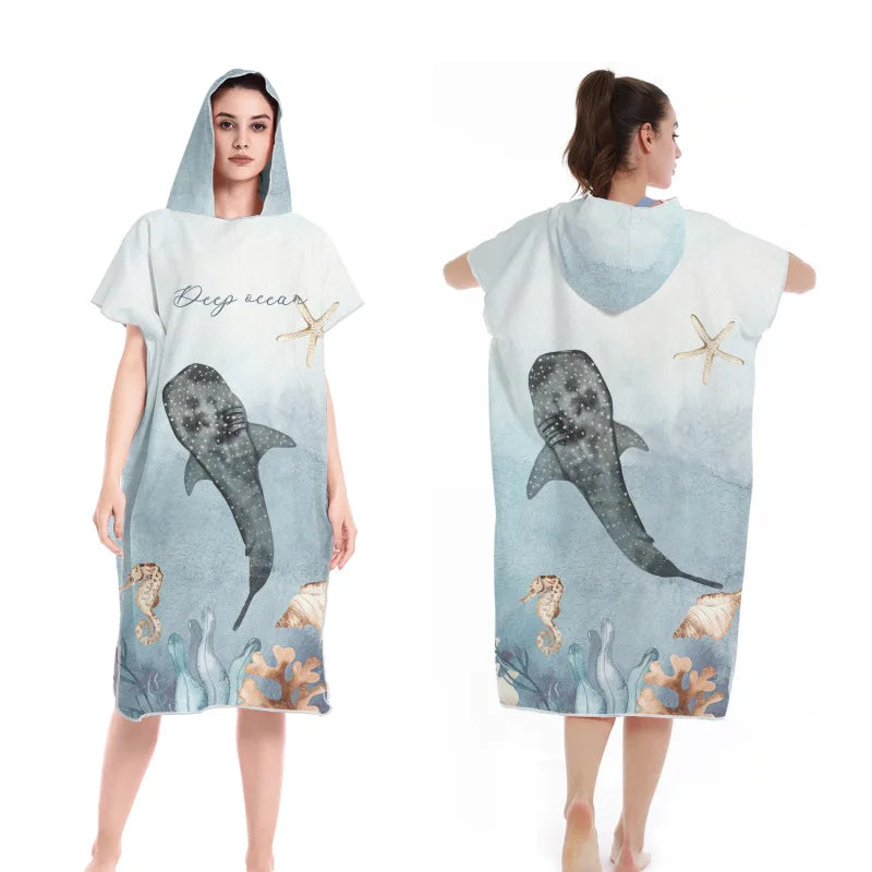 Unisex Surf Poncho Microfiber Towels Quick Dry Swim Bathrobe Poncho Hooded Beach Towel Adults Swimming Towel for Surfing Diving