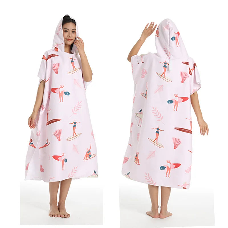 Unisex Surf Poncho Microfiber Towels Quick Dry Swim Bathrobe Poncho Hooded Beach Towel Adults Swimming Towel for Surfing Diving