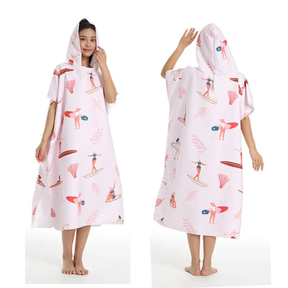 Unisex Surf Poncho Microfiber Towels Quick Dry Swim Bathrobe Poncho Hooded Beach Towel Adults Swimming Towel for Surfing Diving