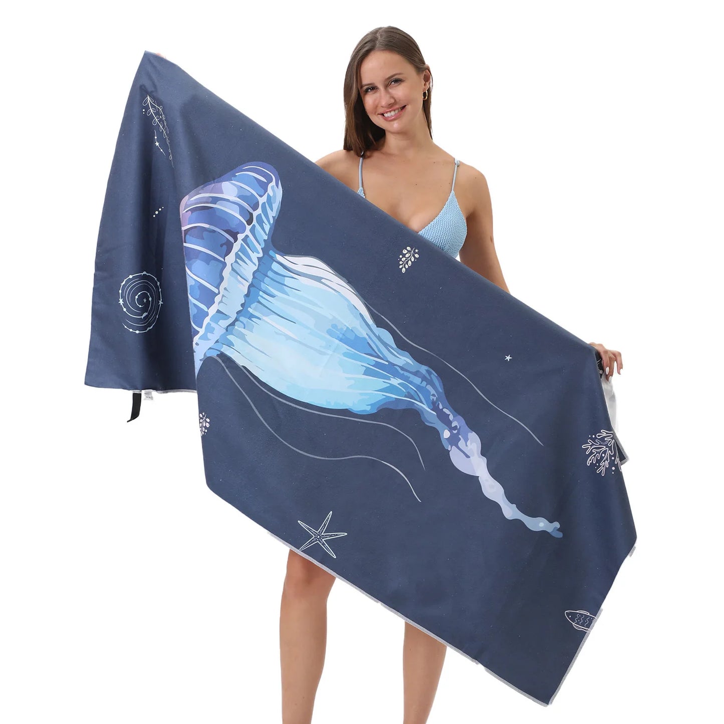 Custom Logo Quick Drying Super Absorbent Microfiber RPET Recyclable Non-Slip Sand Free Digitally Printed Beach Towel