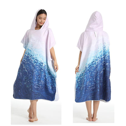 Unisex Surf Poncho Microfiber Towels Quick Dry Swim Bathrobe Poncho Hooded Beach Towel Adults Swimming Towel for Surfing Diving