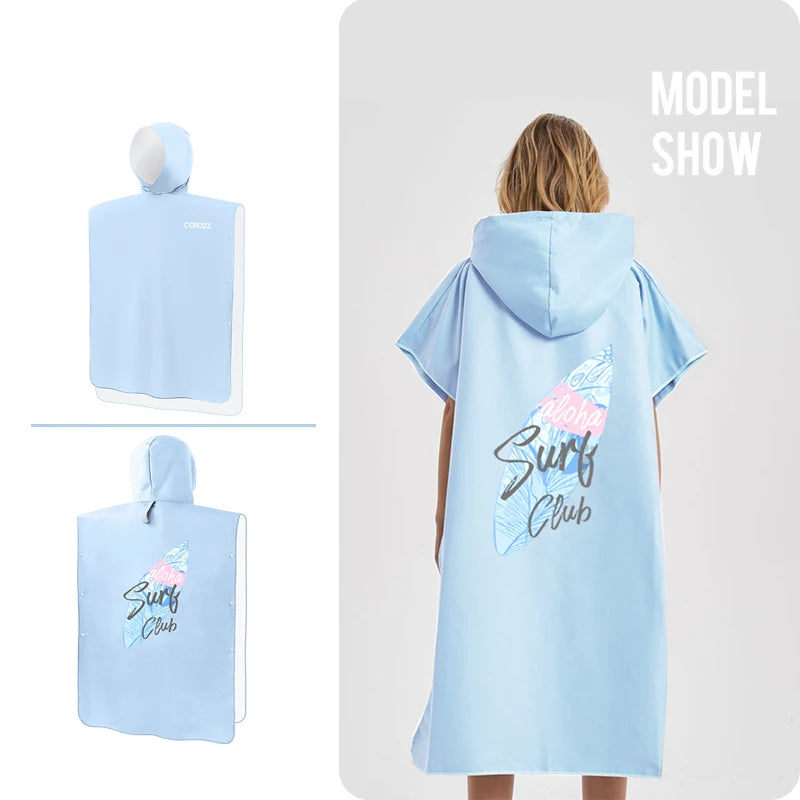 Surf Poncho Customized Towel Water Sports Hooded Robe Microfiber Beach Blanket Bath Swim Towel Wetsuit Beach Poncho for Adults