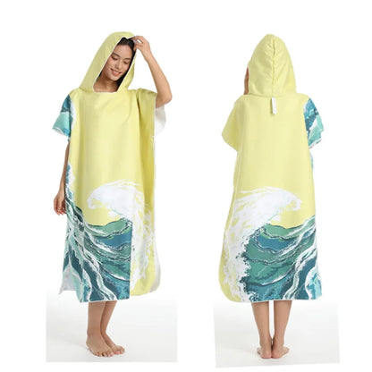 Unisex Surf Poncho Microfiber Towels Quick Dry Swim Bathrobe Poncho Hooded Beach Towel Adults Swimming Towel for Surfing Diving