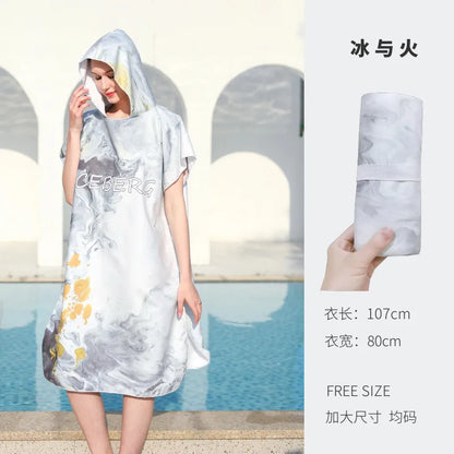 Unisex Surf Poncho Microfiber Towels Quick Dry Swim Bathrobe Poncho Hooded Beach Towel Adults Swimming Towel for Surfing Diving