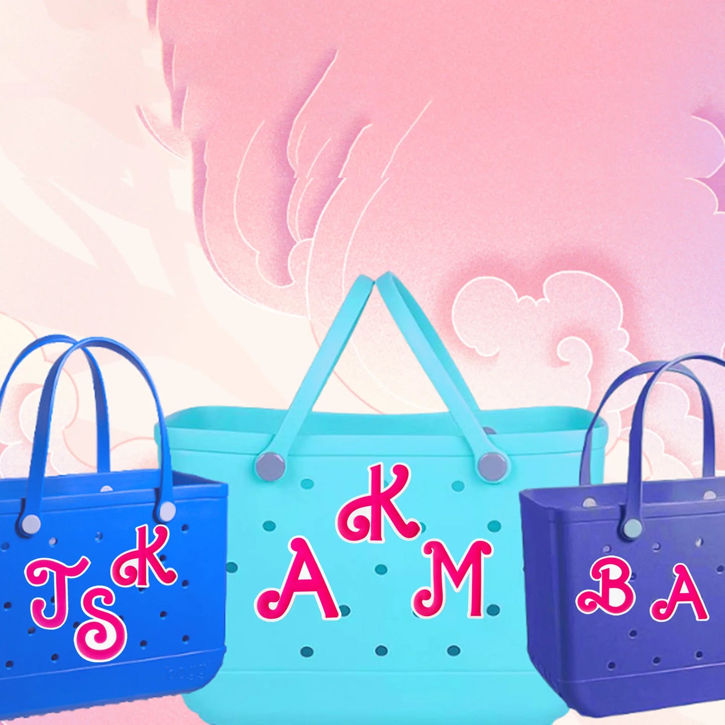 pink big size letters beach bag buckle charms decorations accessories for totes beach bag woman DIY gift travel pendant