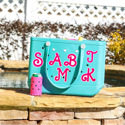 pink big size letters beach bag buckle charms decorations accessories for totes beach bag woman DIY gift travel pendant
