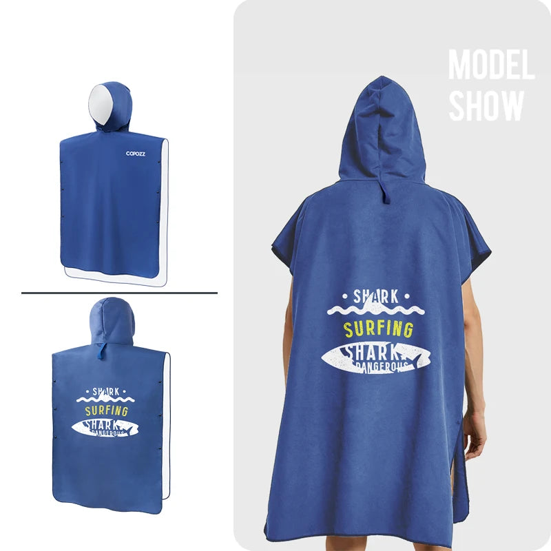 Surf Poncho Customized Towel Water Sports Hooded Robe Microfiber Beach Blanket Bath Swim Towel Wetsuit Beach Poncho for Adults