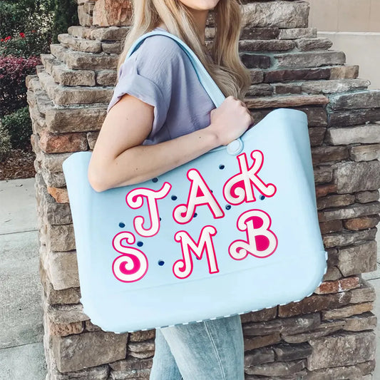pink big size letters beach bag buckle charms decorations accessories for totes beach bag woman DIY gift travel pendant