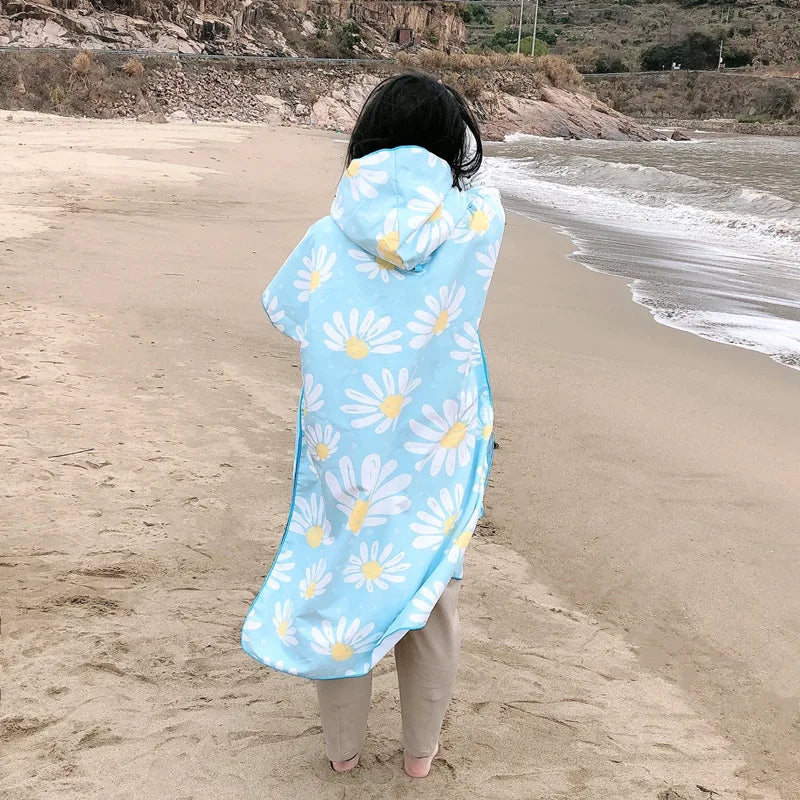 Unisex Surf Poncho Microfiber Towels Quick Dry Swim Bathrobe Poncho Hooded Beach Towel Adults Swimming Towel for Surfing Diving