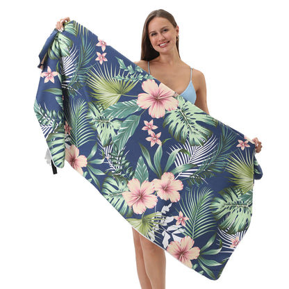 Custom Logo Quick Drying Super Absorbent Microfiber RPET Recyclable Non-Slip Sand Free Digitally Printed Beach Towel