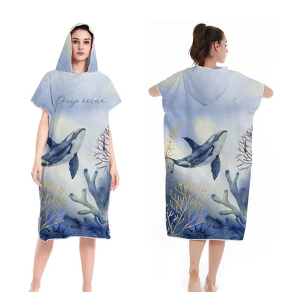 Unisex Surf Poncho Microfiber Towels Quick Dry Swim Bathrobe Poncho Hooded Beach Towel Adults Swimming Towel for Surfing Diving