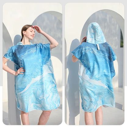 Unisex Surf Poncho Microfiber Towels Quick Dry Swim Bathrobe Poncho Hooded Beach Towel Adults Swimming Towel for Surfing Diving